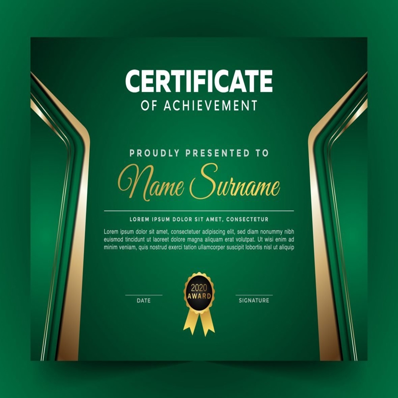 فایل الگوی طراحی گواهی سبز - Green Certificate Design Template