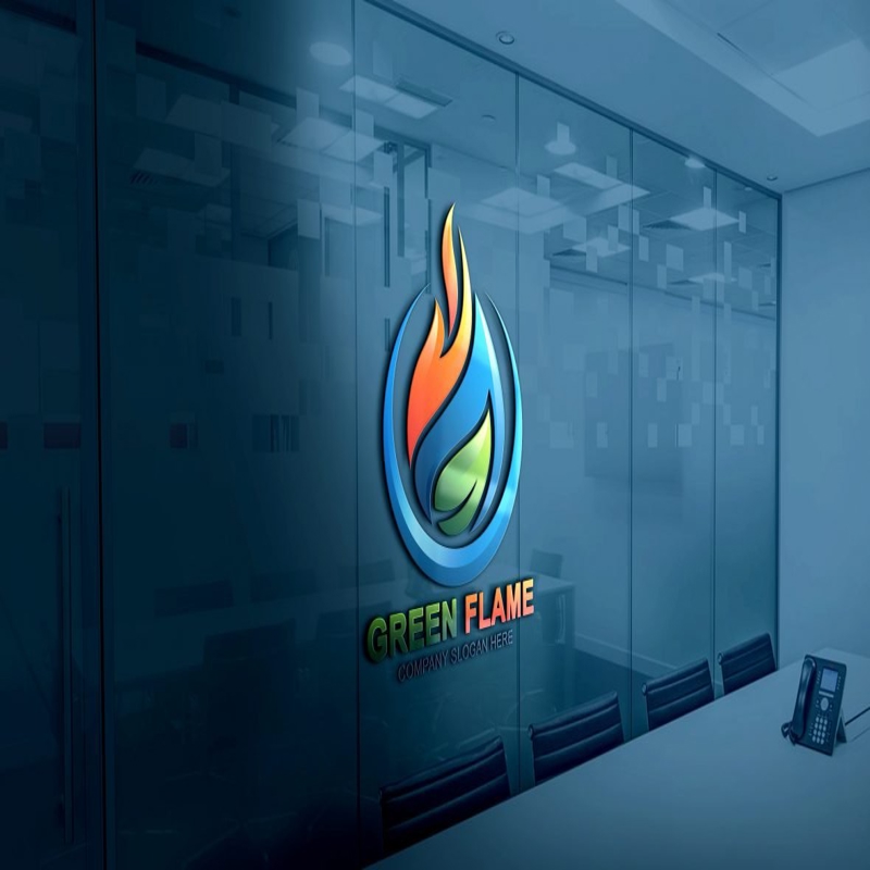 فایل طراحی لوگو شعله سبز - Green Flame Logo Design