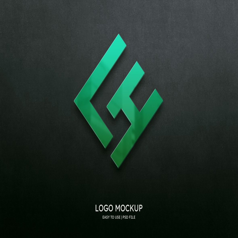 فایل موکاپ لوگو شیشه سبز - Green Glass Logo Mockup
