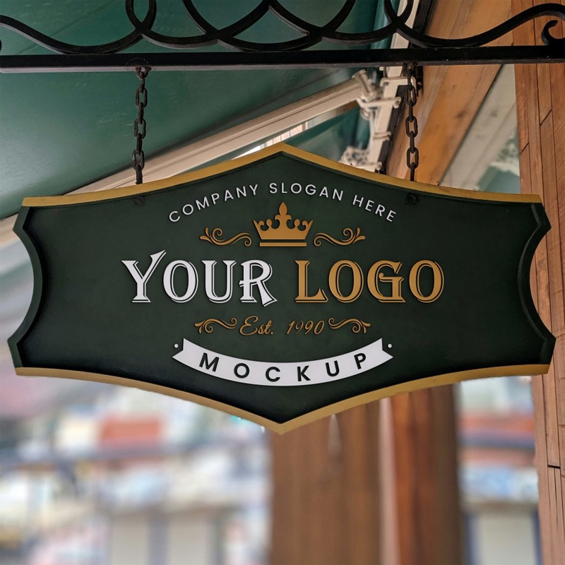 فایل موکاپ لوگو علامت سبز - Green Sign Logo Mockup