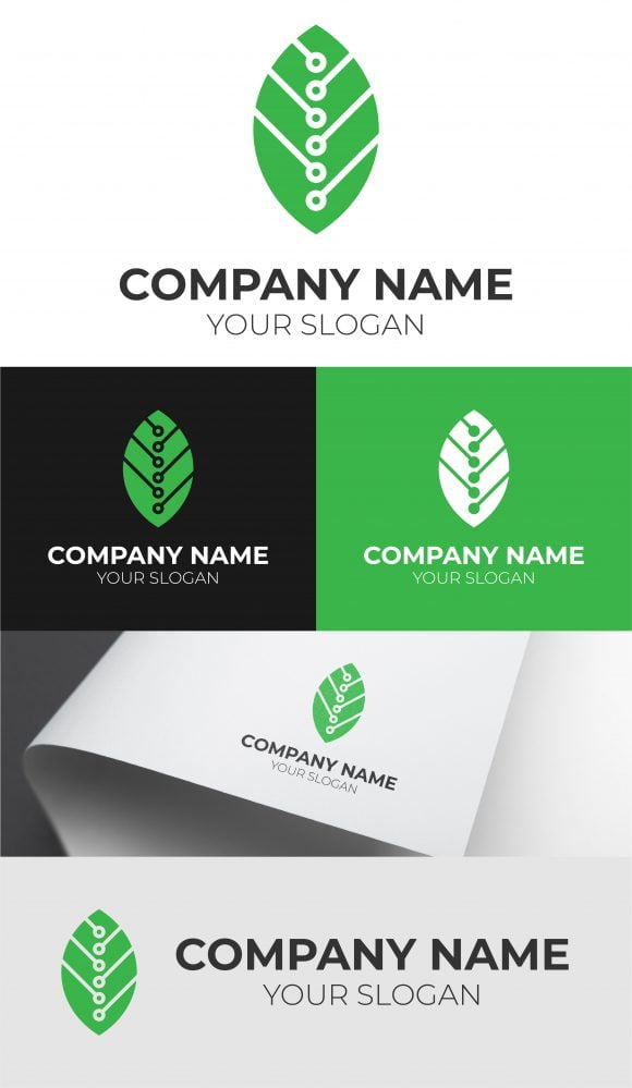 فایل دانلود قالب طراحی لوگو فناوری سبز - Green Tech Logo Design Template Download