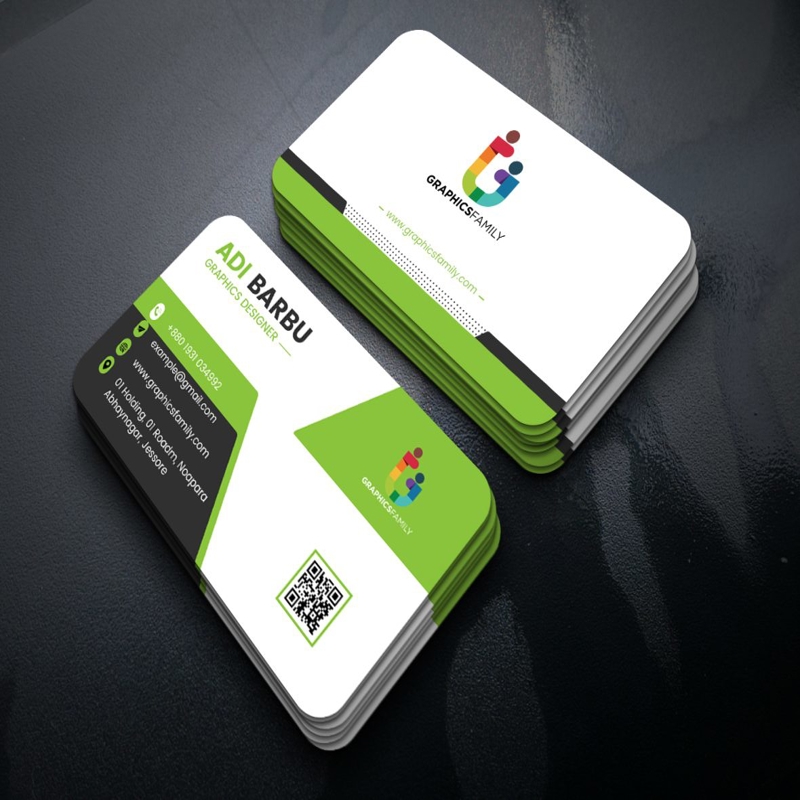 فایل طرح کارت ویزیت ساده سبز، سفید و مشکی - Green, White and Black Simple Business Card Design