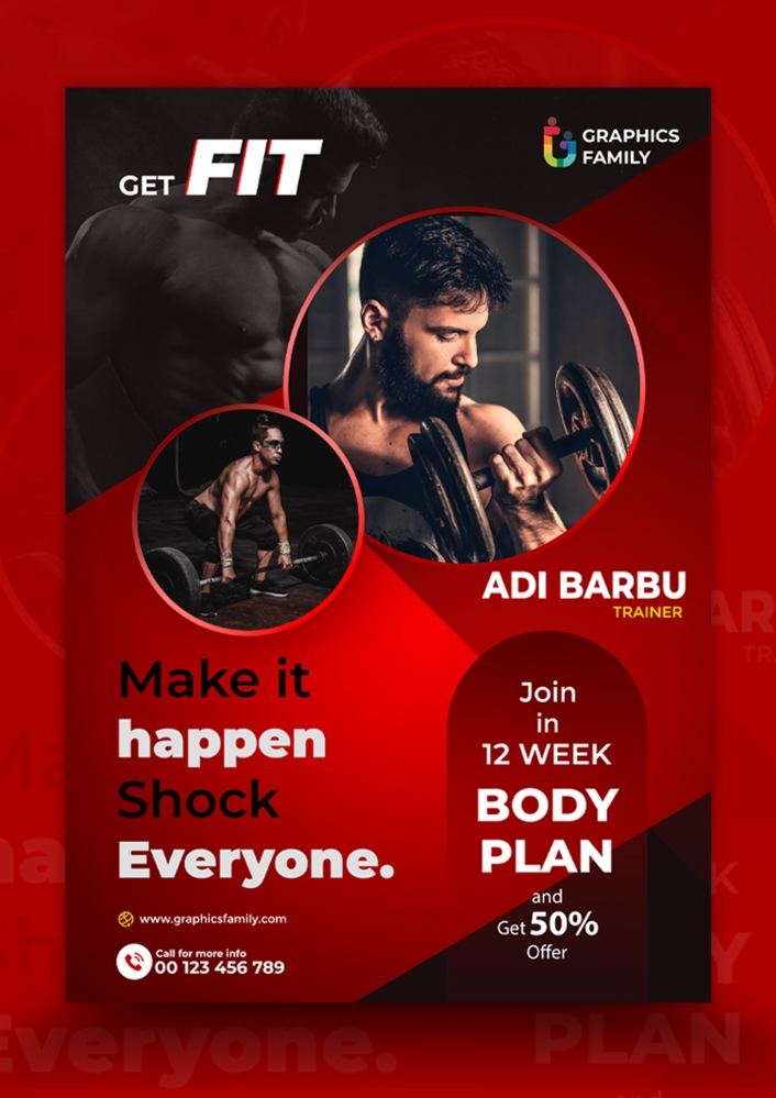 فایل طراحی بروشور باشگاه ورزشی و تناسب اندام - Gym & Fitness Flyer Design