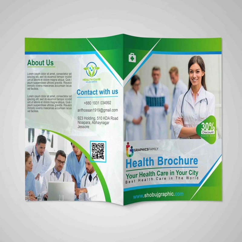 فایل بروشور دو لت پزشکی و سلامت - Health Medical Care Bi Fold Brochure Design Template