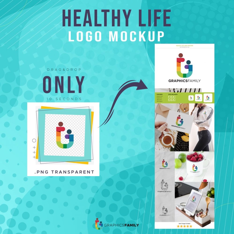 فایل پیش نمایش لوگو زندگی سالم (Healthy Life) - Healthy Life Logo Preview Mockup