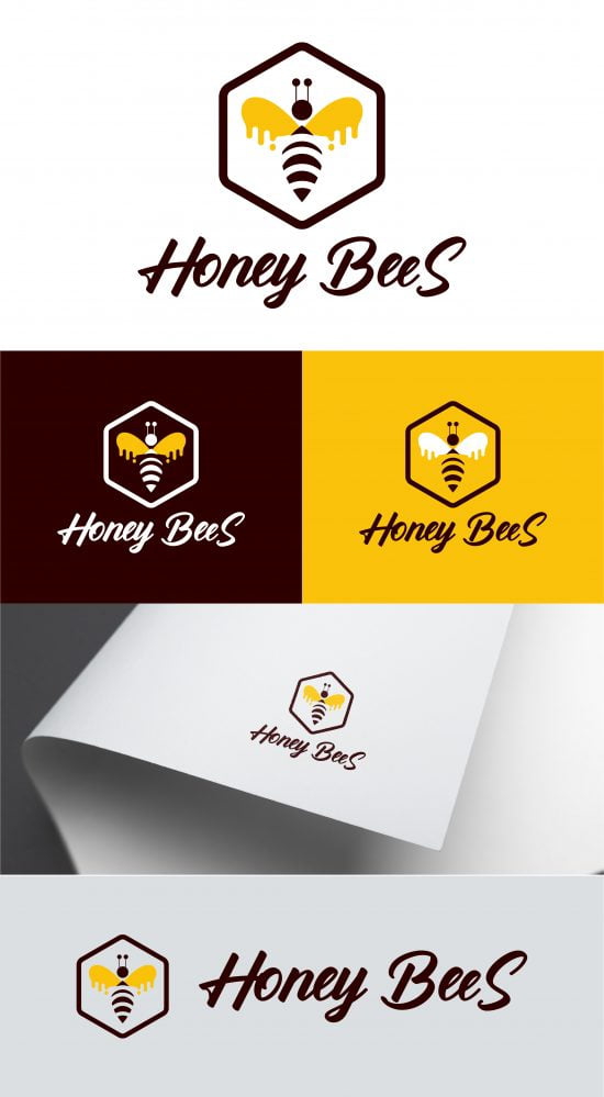فایل لوگو تجاری زنبورهای عسل - Honey Bees Business Logo