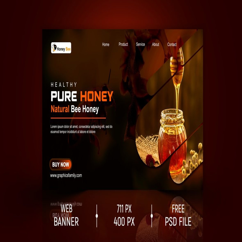 فایل طراحی بنر وب عسل - Honey Web Banner Design