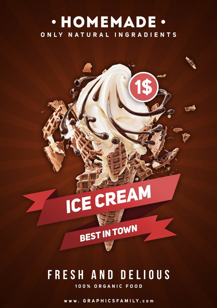 فایل طراحی بروشور بستنی - Ice Cream Flyer Design