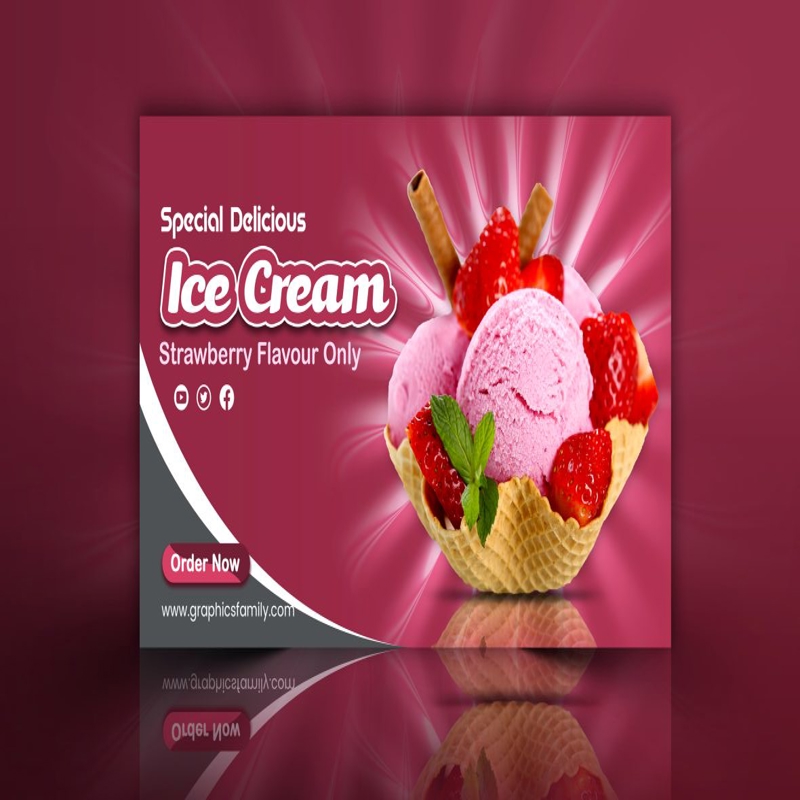 فایل طراحی بنر محصول وب‌سایت بستنی - Ice Cream Website Product Banner Design