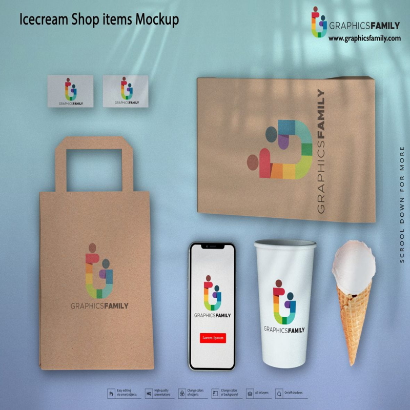 فایل ماک‌آپ کالای فروشگاه بستنی - Icecream Shop Item Mockup