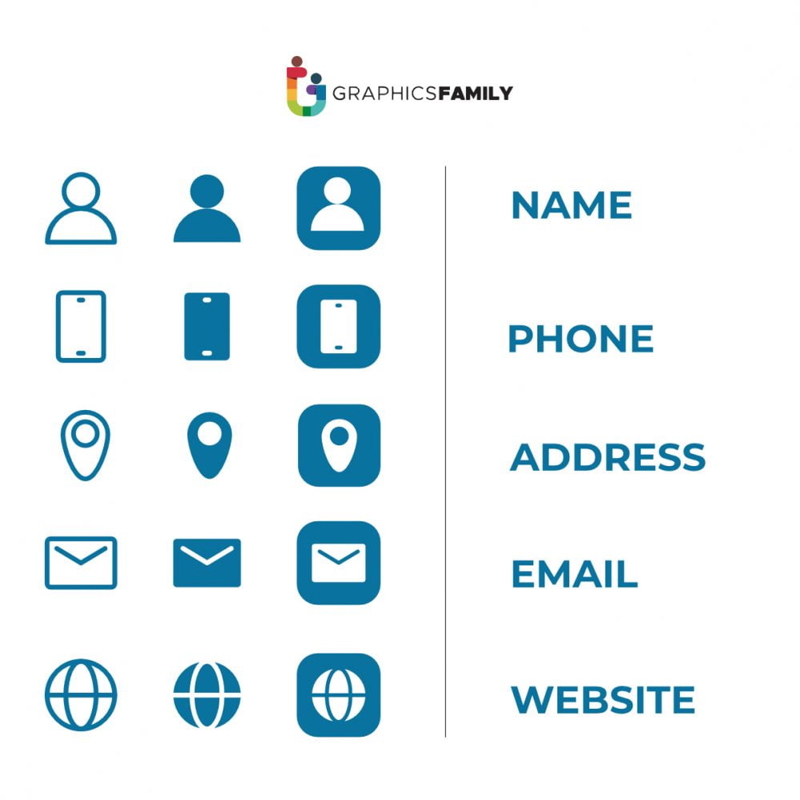 فایل مجموعه آیکون‌ها برای کارت‌های ویزیت - Icons Collection for Business Cards