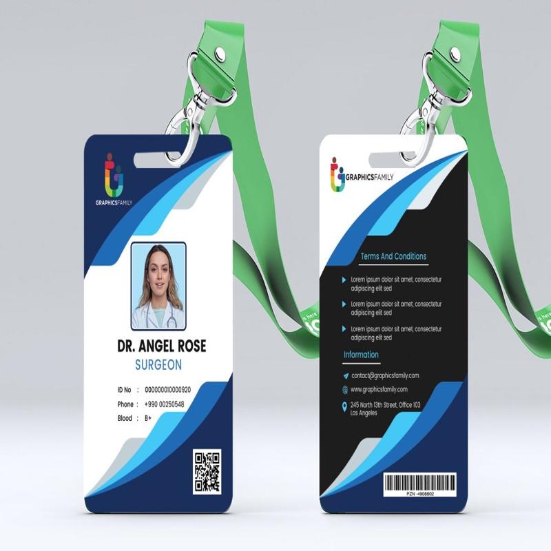 فایل کارت شناسایی کارت کار اطلاعات کارمند الگوی آبی - Id Card Work Card Employee Information Blue Template