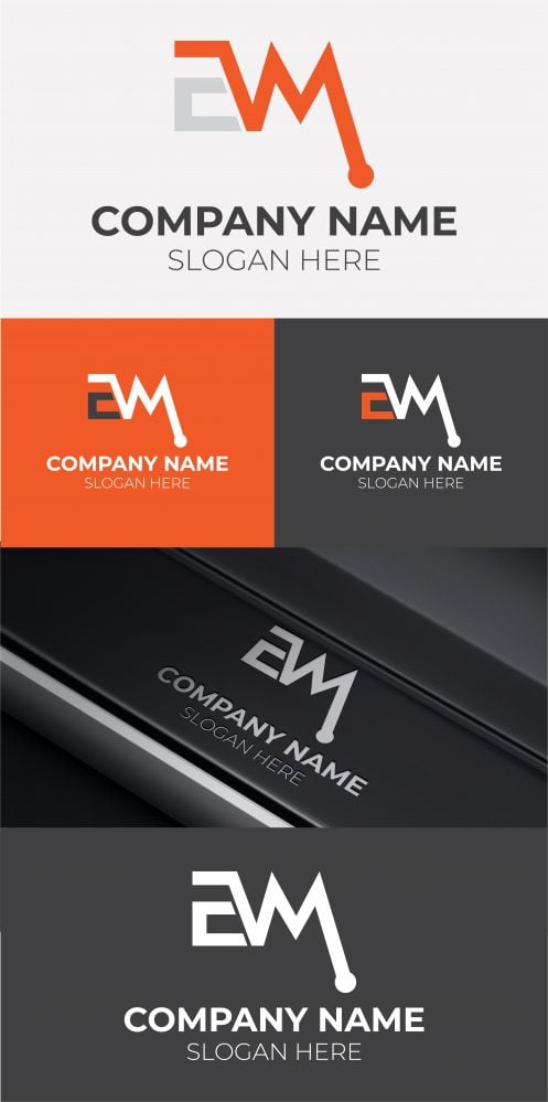 فایل الگوی طراحی لوگو حرف EM اولیه - Initial EM Letter Logo Design Template