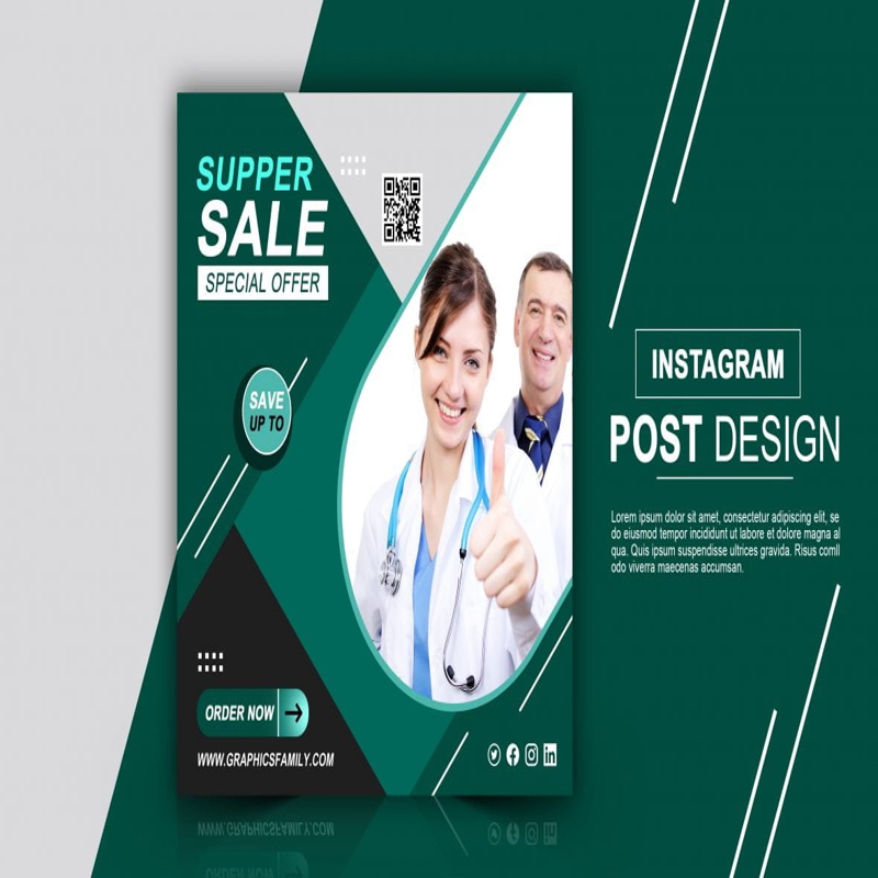 فایل طراحی قالب پست پزشکی اینستاگرام - Instagram Medical Post Template Design