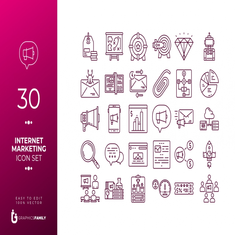 فایل مجموعه آیکون‌های بازاریابی اینترنتی - Internet Marketing Icon Set