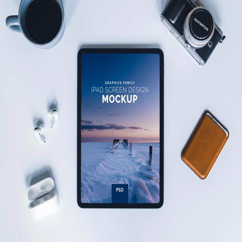فایل ماکت طراحی صفحه نمایش آیپد - iPad Screen design Mockup