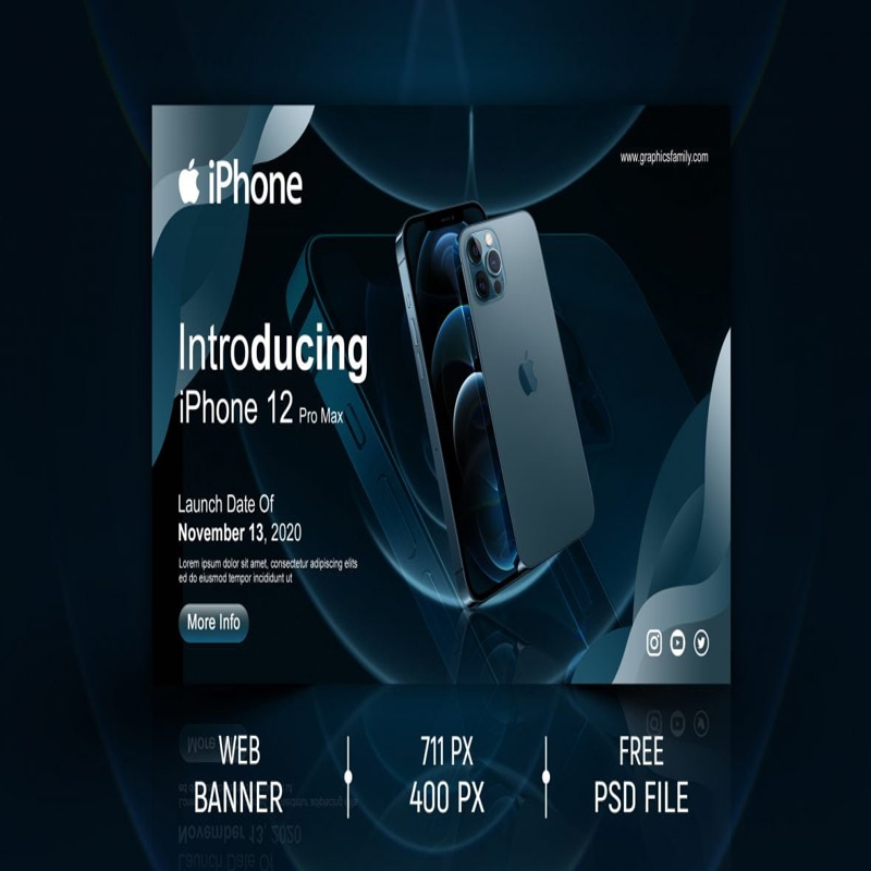 فایل طراحی بنر تبلیغاتی وب‌سایت آیفون - iPhone Website Ad Banner Design
