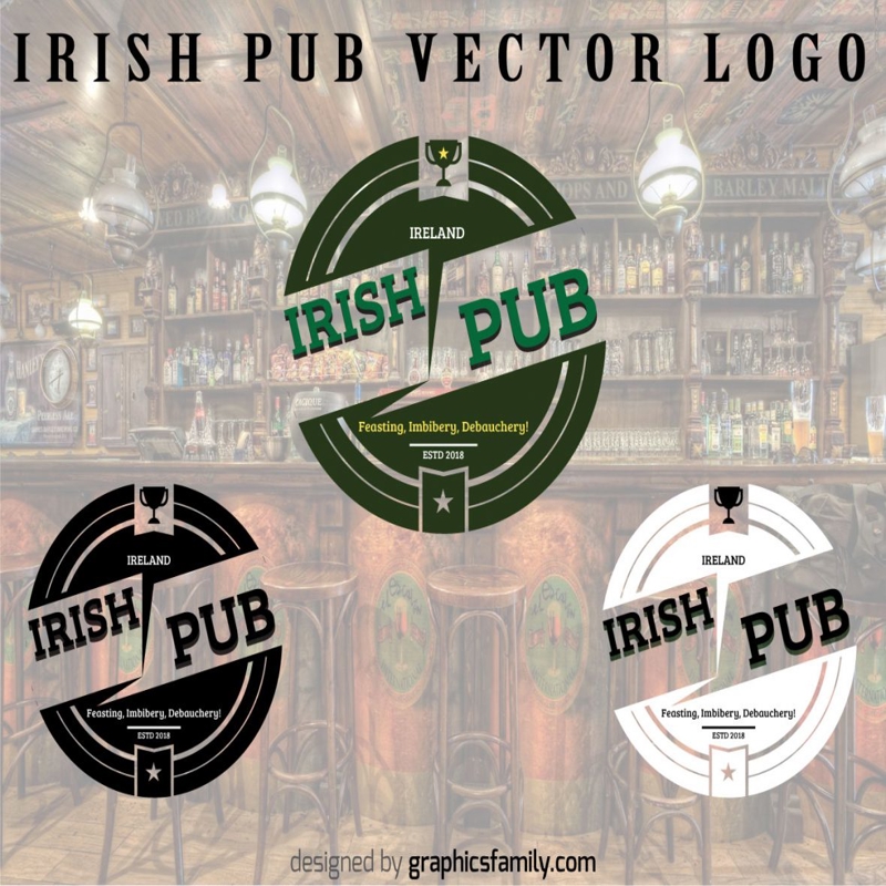 فایل منبع لوگوی میخانه ایرلندی .ai - Irish Pub Logo Source .ai