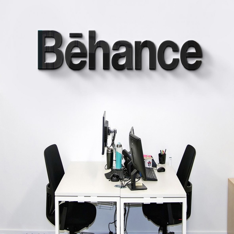 فایل موکاپ لوگوی دیواری دفتر شرکت فناوری اطلاعات - IT Company Office Wall Logo Mock-up