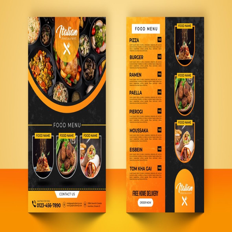فایل طراحی قالب منوی رستوران ایتالیایی - Italian Restaurant Menu Template Design
