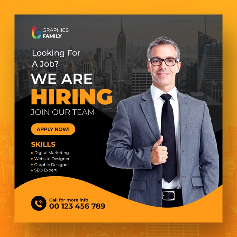 فایل قالب طراحی پست اینستاگرام پیشنهاد شغلی - Job Offer Instagram Post Design Template
