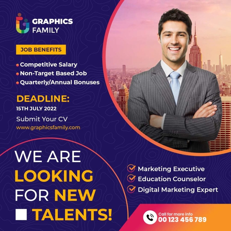 فایل طراحی پست مصاحبه شغلی برای شبکه‌های اجتماعی - Jobs Interview Social Media Post Design
