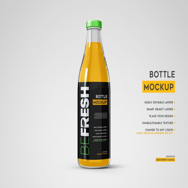 فایل ماکت بطری آبمیوه - Juice Bottle Mockup