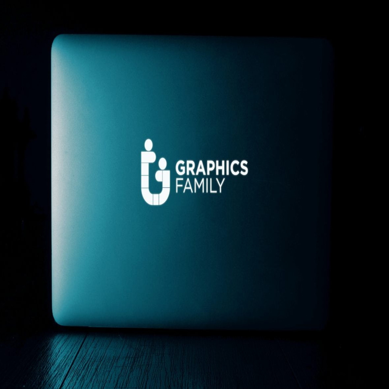 فایل موکاپ لوگو درخشان لپ‌تاپ - Laptop Glowing Logo Mockup