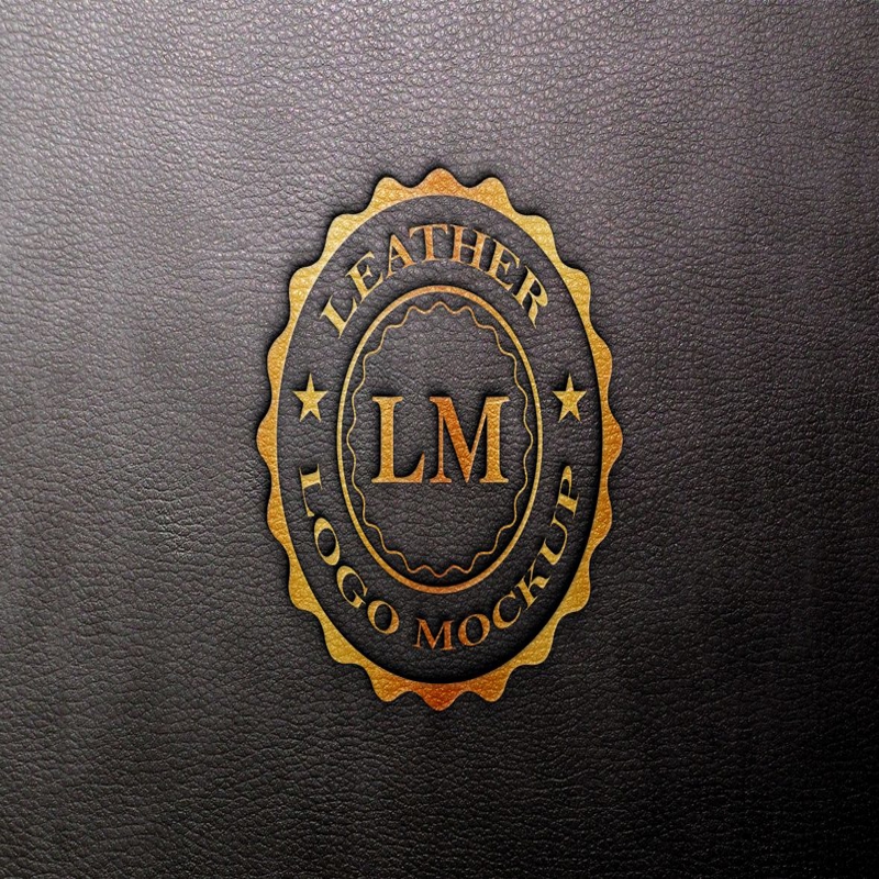 فایل موکاپ لوگو مهر چرمی - Leather Foil Stamp Logo Mockup
