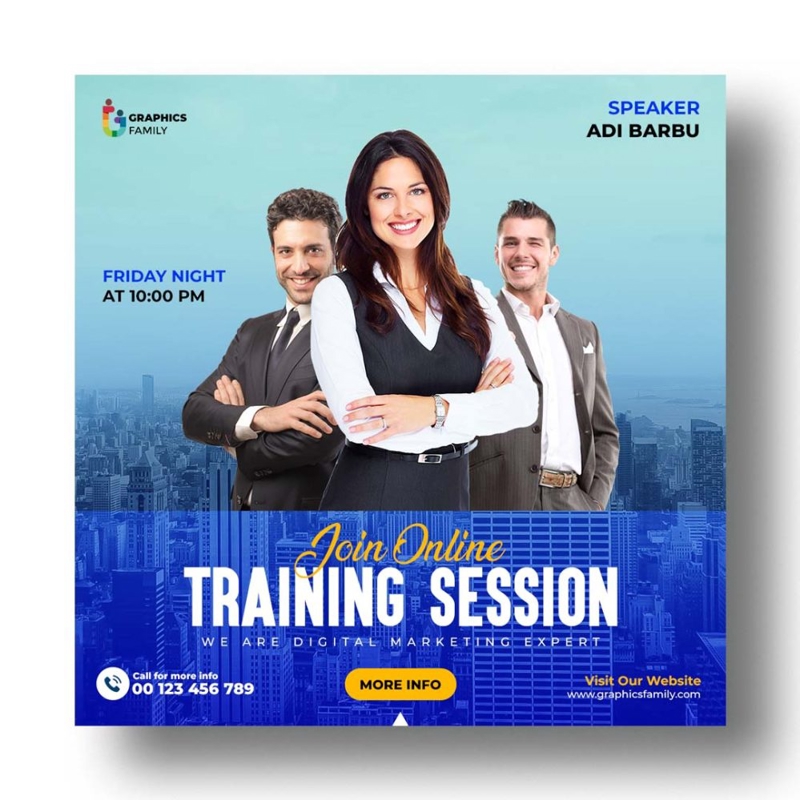 فایل الگوی طراحی پست اینستاگرام وبینار زنده - Live Webinar Instagram Post Design Template