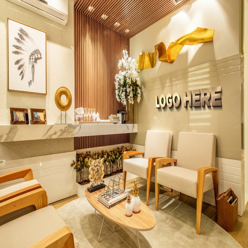 فایل موکاپ لوگو دیواری اتاق نشیمن - Living Room Wall Logo Mockup