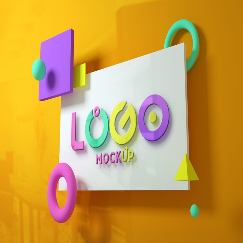 فایل موکاپ لوگو – سبک انتزاعی رنگارنگ - Logo Mockup – Abstract Colorful Style