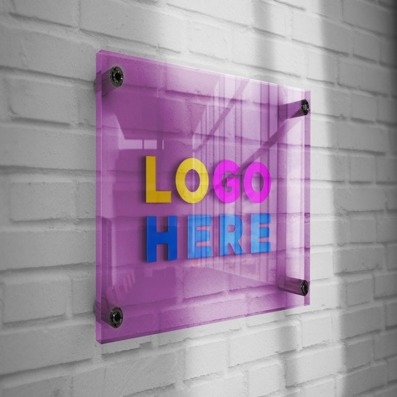 فایل موکاپ لوگو بشقاب شیشه‌ای سه‌بعدی - Logo Mockup 3D Glass Plate