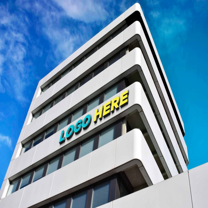 فایل ماکت لوگو سه بعدی ساختمان تابلو - Logo Mock-up 3D Sign Building
