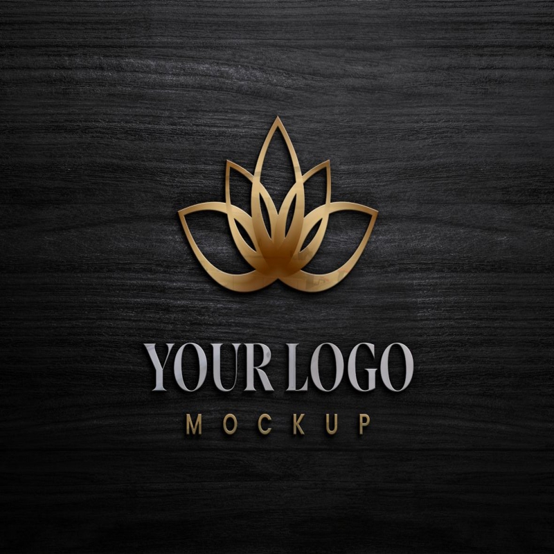 فایل موکاپ لوگو روی زمینه چوبی مشکی - Logo Mockup On Black Wooden Background