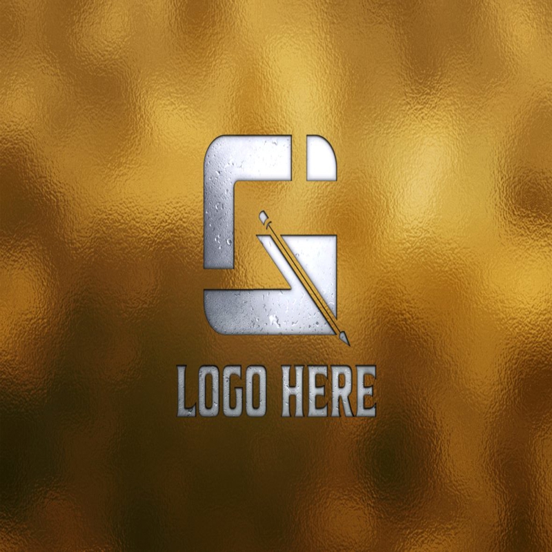 فایل موکاپ لوگو با پس زمینه بافت طلایی - Logo Mockup on Golden Texture Background