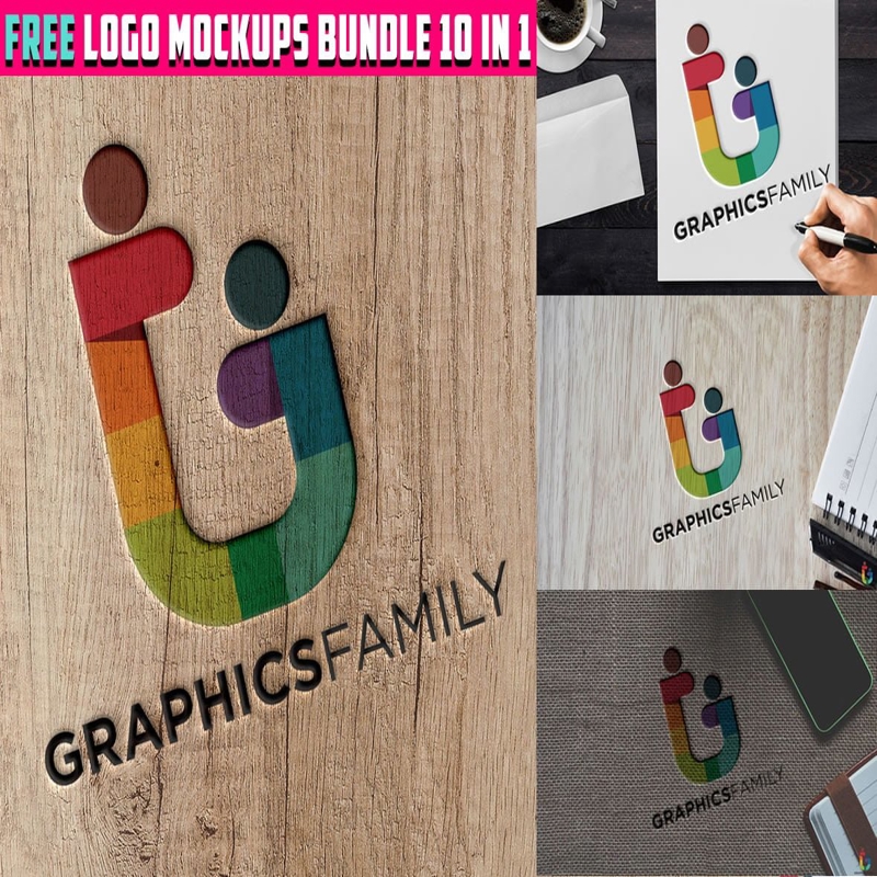 فایل مجموعه 10 تایی ماک‌آپ لوگو - Logo MockUps Bundle 10 in 1