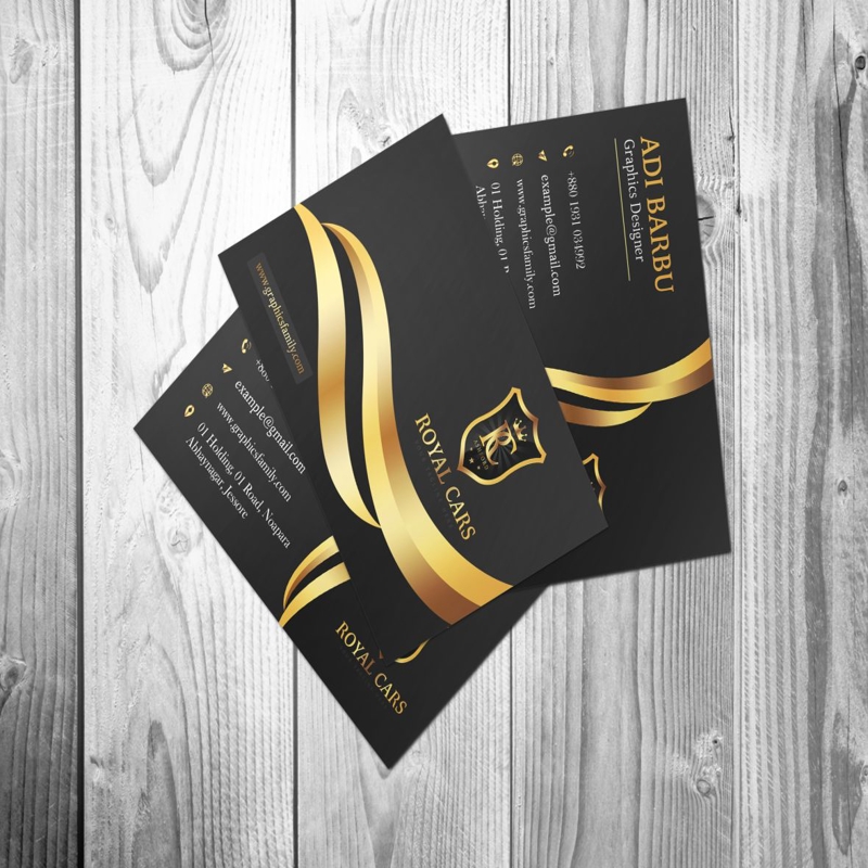 فایل طراحی کارت ویزیت لوکس با خطوط طلایی - Luxury Business Card Design with Golden Lines