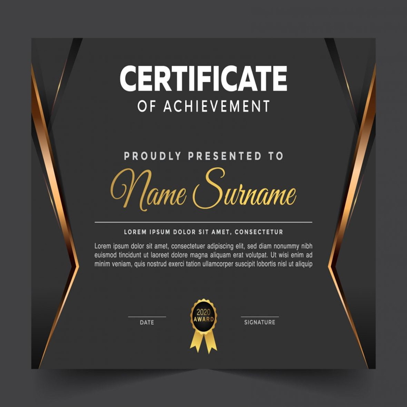 فایل الگوی گواهی دیپلم لوکس تیره برای دستاوردها - Luxury dark diploma certificate achievement template