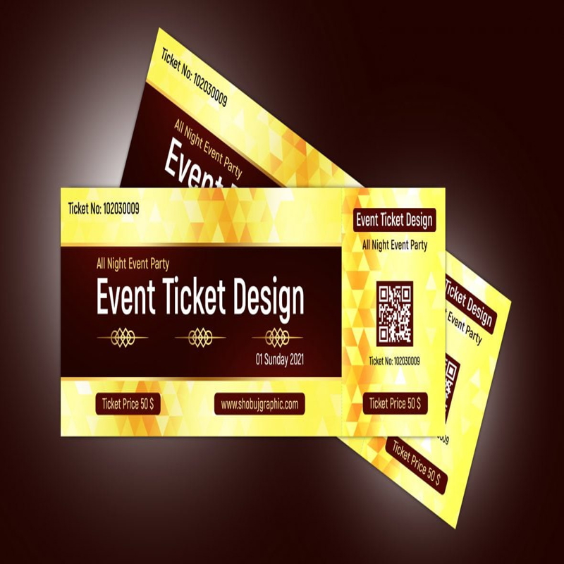 فایل طرح بلیط رویداد طلایی لوکس – فتوشاپ Psd - Luxury Golden Event Ticket Design – Photoshop Psd