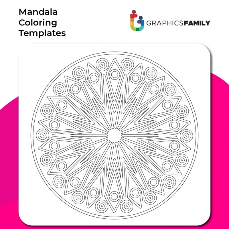 فایل الگوی رنگ‌آمیزی ماندالا شماره ۳ - Mandala Coloring Template #3