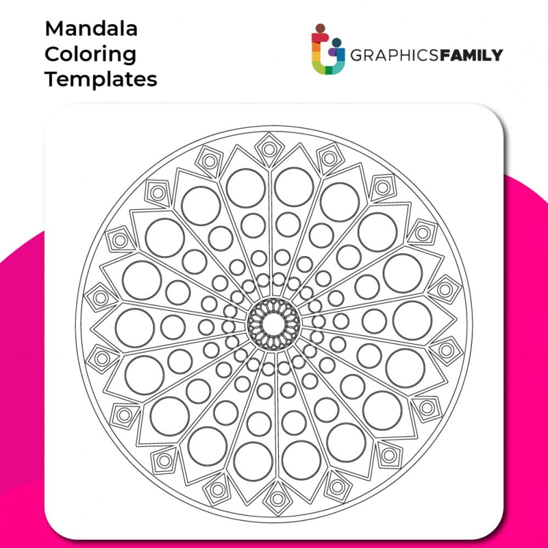 فایل الگوی رنگ‌آمیزی ماندالا شماره ۷ - Mandala Coloring Template #7