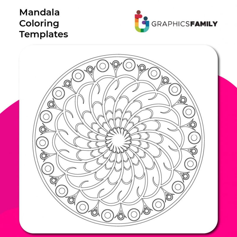 فایل الگوی رنگ‌آمیزی ماندالا شماره ۱۱ - Mandala Coloring Template #11