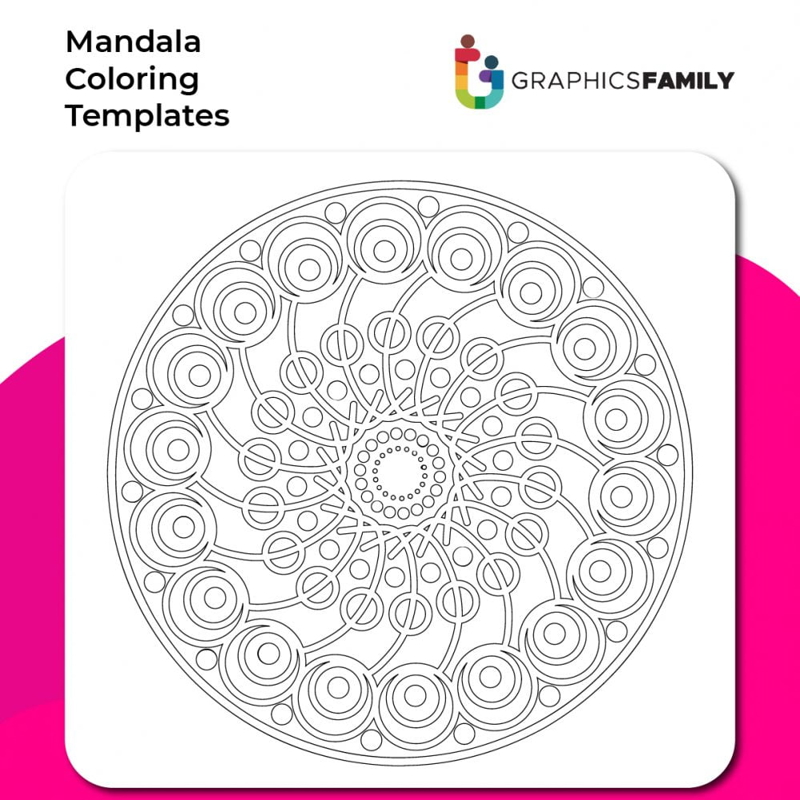 فایل الگوی رنگ‌آمیزی ماندالا شماره ۱۴ - Mandala Coloring Template #14
