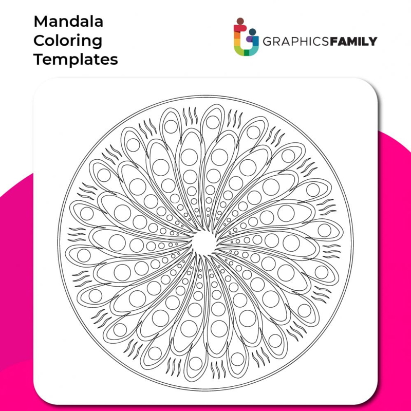 فایل الگوی رنگ‌آمیزی ماندالا شماره ۱۷ - Mandala Coloring Template #17