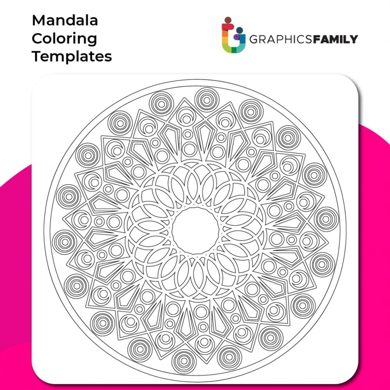 فایل الگوی رنگ‌آمیزی ماندالا شماره ۱۸ - Mandala Coloring Template #18