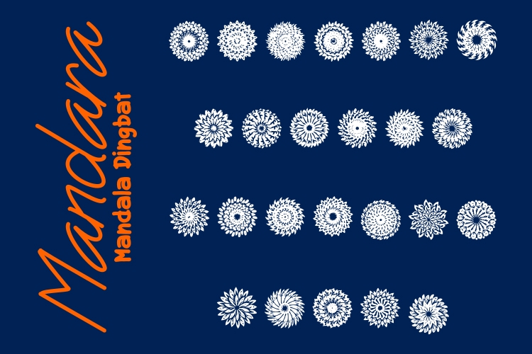 فایل قلم ماندارا و ماندالا دینگبات - Mandara a Mandala Dingbat Font