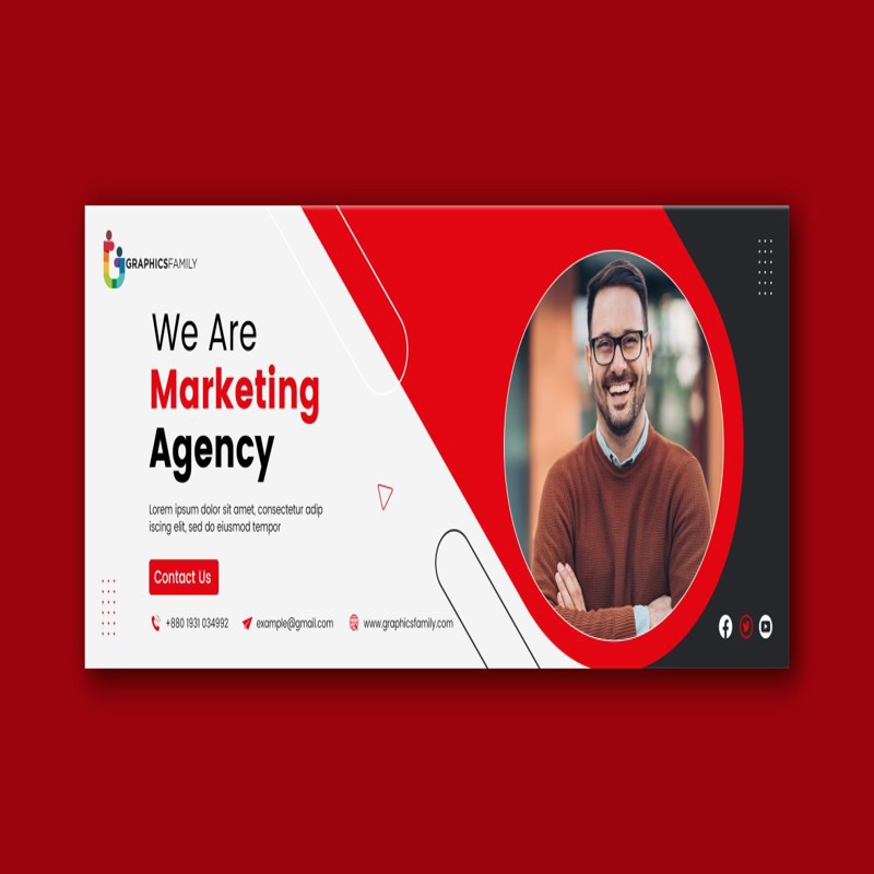 فایل طراحی عکس کاور صفحه فیسبوک آژانس بازاریابی - Marketing Agency Facebook Page Cover Photo Design