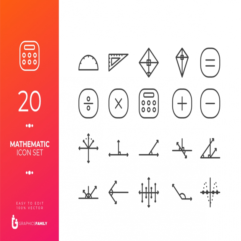 فایل مجموعه آیکون‌های ریاضی - Mathematic Icon Set