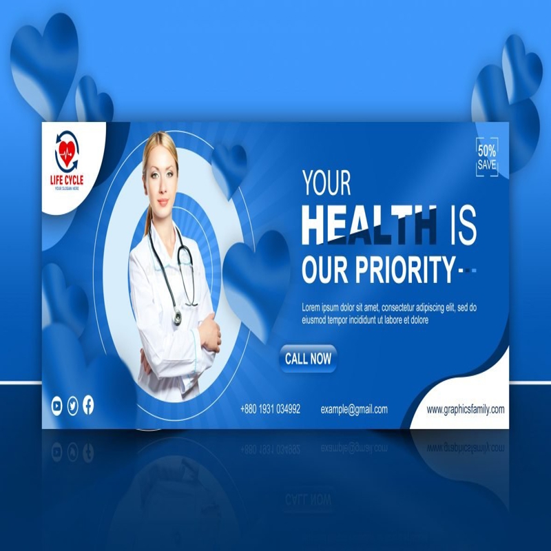 فایل طراحی جلد تایم‌لاین پزشکی فیسبوک - Medical Facebook Timeline Cover Design